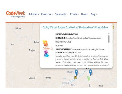 Coding Without Borders: CodeWeek at "Živadinka Divac" Primary School